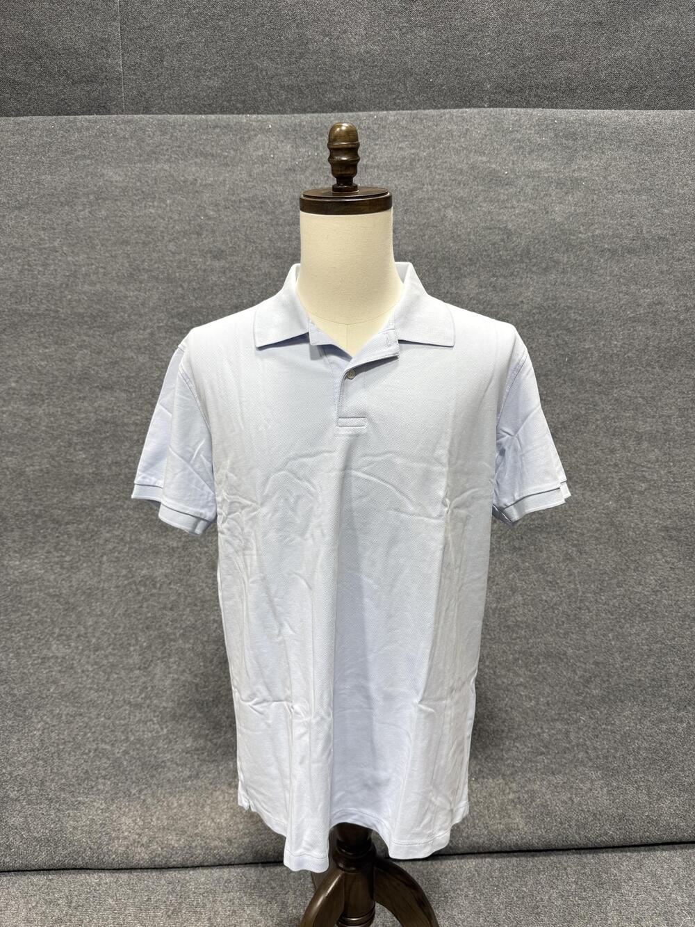 Uniqlo Polo Shirt Mens XL Blue Solid Tagless Short Sleeve Casual Knit Top
